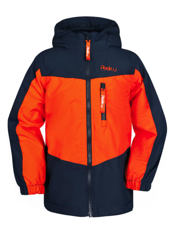 Peek U Leicht gefleecte-Regenjacke "Atlas" in Dunkelblau/ Orange