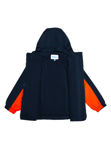 Peek U Leicht gefleecte-Regenjacke "Atlas" in Dunkelblau/ Orange