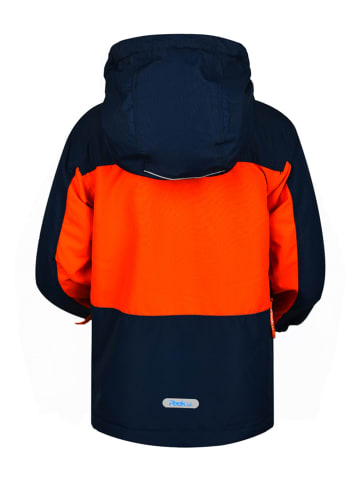 Peek U Leicht gefleecte-Regenjacke "Atlas" in Dunkelblau/ Orange