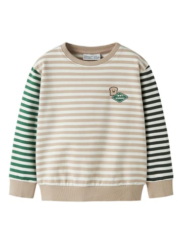 name it Sweatshirt "Kaster" in Beige/ Grün/ Schwarz