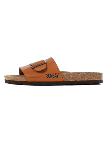 Sunbay Leren slippers "Tom" lichtbruin