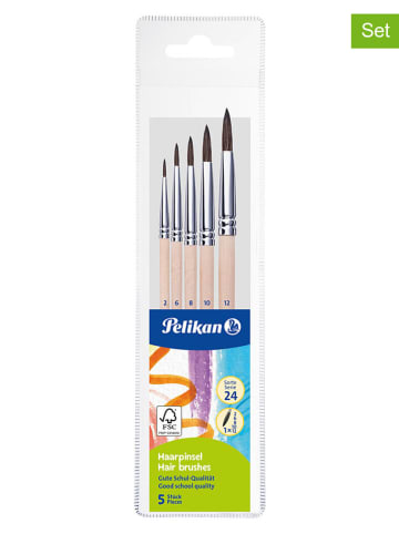 Pelikan 2er-Set: Haarpinsel in Natur - 2x 5 Stück