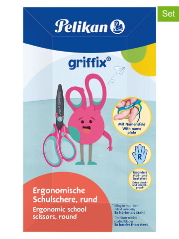 Pelikan 2er-Set: Rechtshänder-Rundscheren "griffix®" in Pink