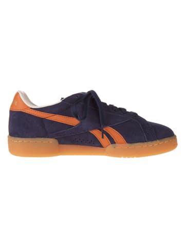 Reebok Leder-Sneakers "Club C Grounds" in Dunkelblau/ Orange