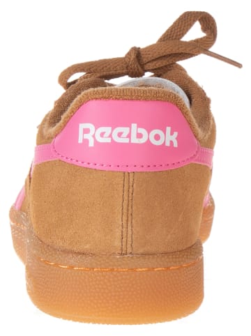 Reebok Leder-Sneakers "Club C Grounds" in Hellbraun/ Pink