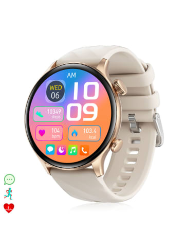 DAM Smartwatch "ZW63" w kolorze złoto-kremowym