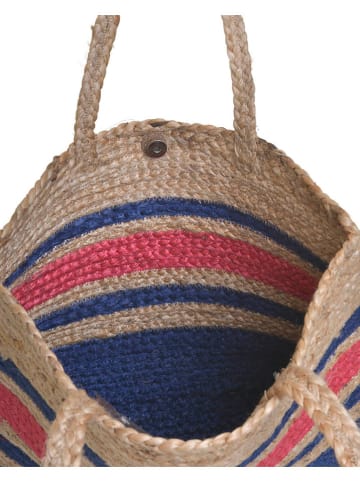BLE Shopper bag w kolorze beżowo-niebiesko-czerwonym - 45 x 30 x 15 cm