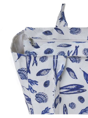BLE Shopper in Weiß/ Blau - (B)42 x (H)35 x (T)20 cm