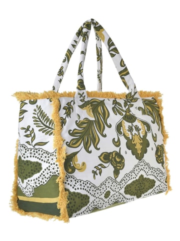 BLE Shopper in Weiß/ Khaki - (B)42 x (H)30 x (T)20 cm
