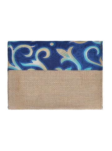 BLE Clutch blauw/beige - (B)26 x (H)19 x (D)2 cm