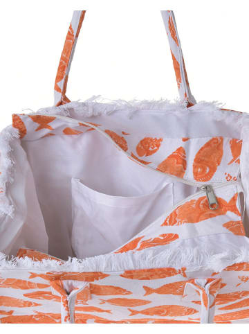 BLE Schultertasche in Weiß/ Orange - (B)35 x (H)30 x (T)20 cm