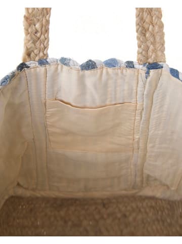 BLE Schoudertas beige/blauw - (B)38 x (H)31 x (D)15 cm