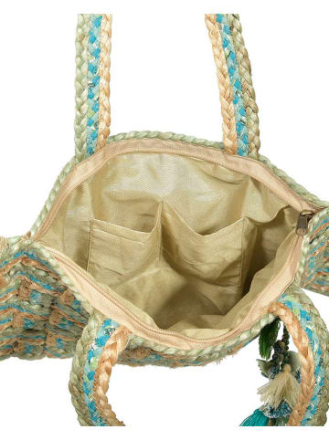 BLE Schultertasche in Türkis/ Beige - (B)40 x (H)40 x (T)3 cm