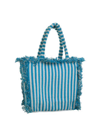 BLE Schoudertas blauw/wit - (B)38 x (H)32 x (D)6 cm