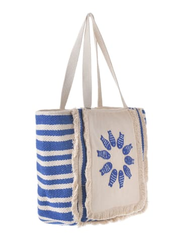 BLE Torebka w kolorze kremowo-niebieskim - 32 x 29 x 15 cm