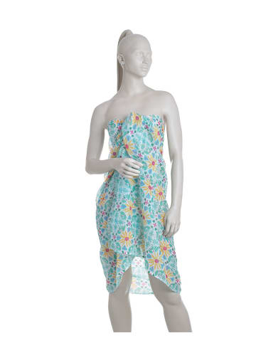 BLE Sjaal turquoise/geel - (L)180 x (B)100 cm