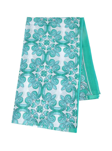 BLE Sjaal turquoise/wit - (L)180 x (B)110 cm