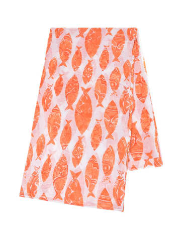 BLE Schal in Orange/ Weiß - (L)180 x (B)110 cm
