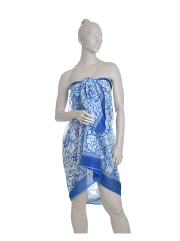 BLE Sjaal blauw/wit - (L)180 x (B)110 cm