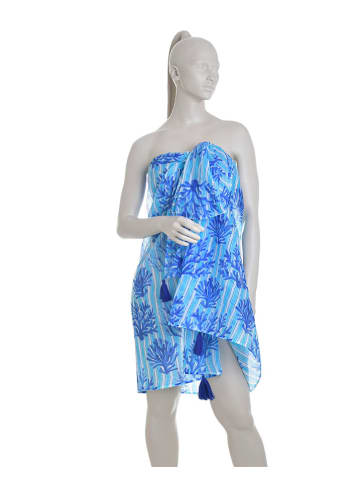 BLE Schal in Blau/ Weiß - (L)180 x (B)110 cm