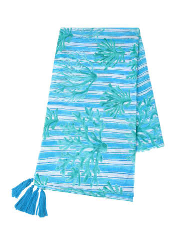 BLE Sjaal turquoise/wit - (L)180 x (B)110 cm