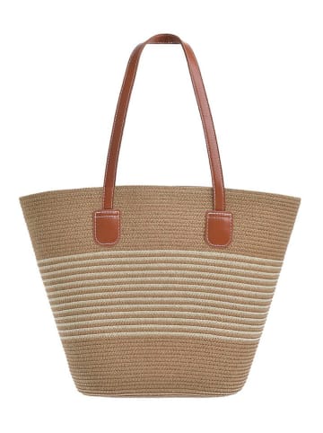 BLE 2-delige set: strohoed & shopper lichtbruin