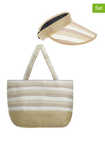 BLE 2-delige set: pet & shopper beige/wit