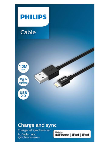 Philips Kabel Lightning "DLC3104V/03" w kolorze czarnym - dł. 120 cm