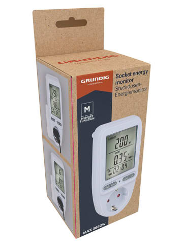 GRUNDIG Monitor zużycia energii w kolorze białym z gniazdkiem - 7,5 x 14,5 x 7 cm