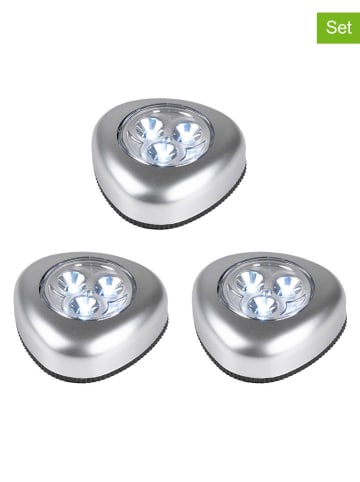 GRUNDIG 3er-Set: LED-Druckleuchten in Silber - Ø 7 cm