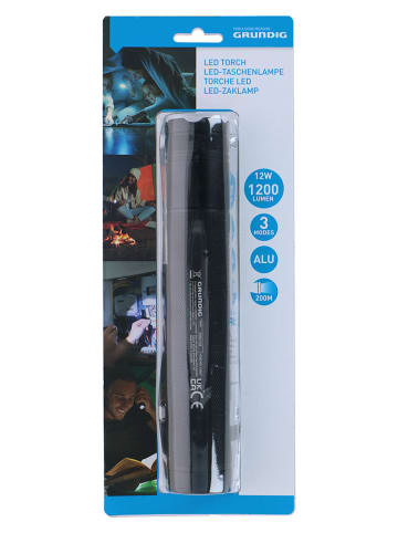 GRUNDIG Latarka LED w kolorze czarnym - wys. 24,5 x Ø 4,25 cm