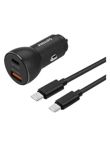 Philips Ładowarka samochodowa "DLP2521C/00" w kolorze czarnym - wys. 6,6 x Ø 3,3 cm
