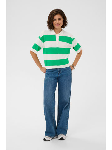 Kaffe Poloshirt in Weiß/ Grün