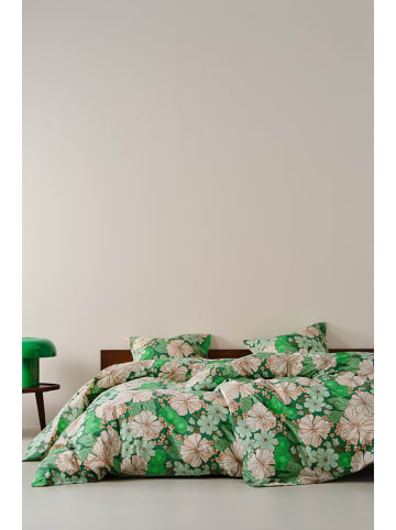 Jotex Bettbezug ''Fiori Bold'' in Grün/ Creme