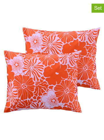 Jotex 2-delige set: kussenhoezen ''Anna'' oranje/wit