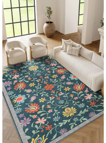 BELLA MAISON Kurzflor-Teppich ''Roselle'' in Blau/ Bunt