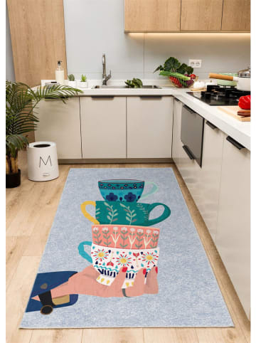 BELLA MAISON Kurzflor-Teppich ''Eva'' in Hellblau/ Bunt
