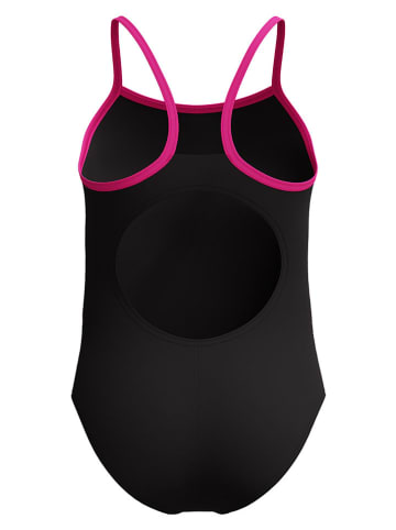 Speedo Badeanzug "Placement Thinstrap" in Schwarz/ Pink