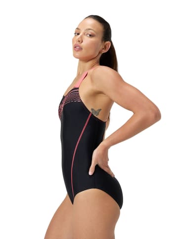 Speedo Badeanzug "Medley" in Schwarz/ Rosa