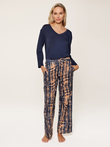 Linga Dore Pyjama in Dunkelblau/ Orange