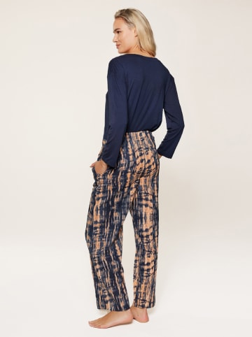 Linga Dore Pyjama in Dunkelblau/ Orange