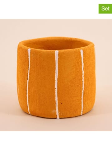 Ornami Osłonki (2 szt.) w kolorze pomarańczowym na doniczki - wys. 9 x Ø 10,5 cm