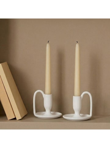 Ornami 2er-Set: Kerzenhalter in Weiß - (H)11 cm