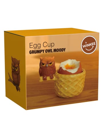 Winkee Eierbecher ''Grumpy Eule'' in Gelb - (B)9,5 x (H)8,5 x (T)7 cm