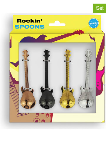 Winkee 4er-Set: Kaffeelöffel ''Gitarren'' in Bunt - (L)12 cm