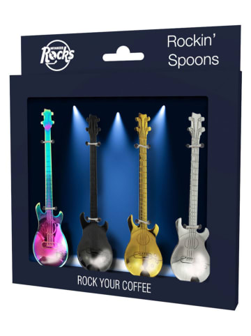 Winkee 4er-Set: Kaffeelöffel ''Gitarren'' in Bunt - (L)12 cm