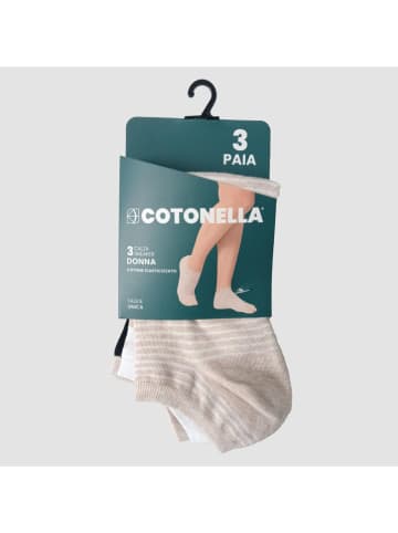 COTONELLA Skarpety (3 pary) w kolorze czarno-beżowo-białym