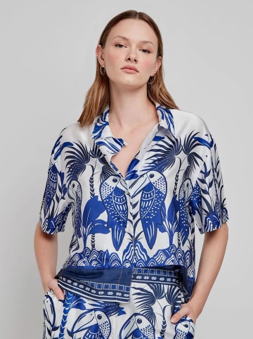 gisela Bluse in Blau/ Weiß
