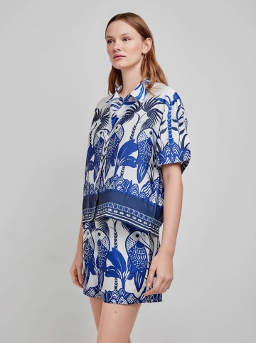 gisela Bluse in Blau/ Weiß