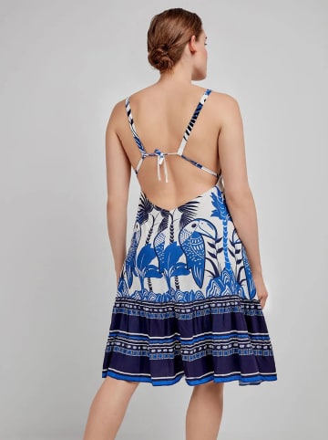gisela Jurk donkerblauw/wit